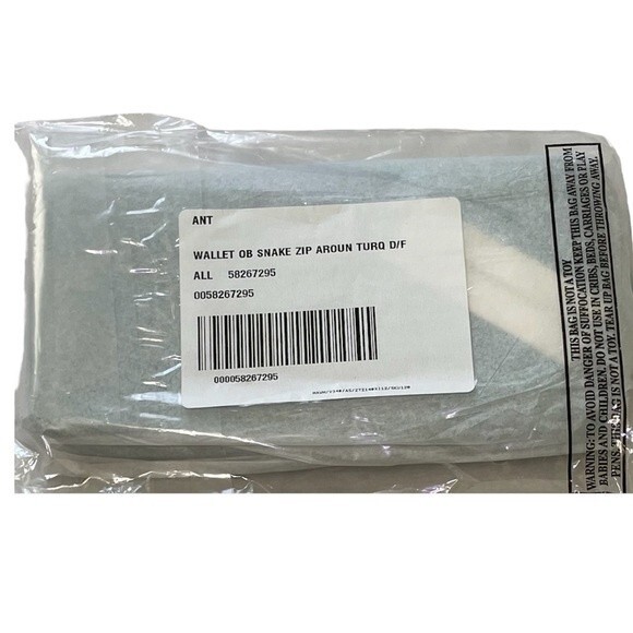 Anthropologie Riley Leather Zip Around Wallet Turquoise Snake New with tags - Picture 3 of 4